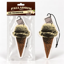 Load image into Gallery viewer, Palladium vanilla air freshener shown packaged and unwrapped; sold individually